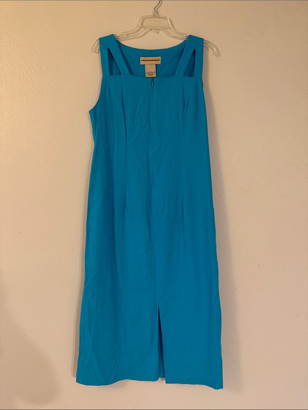 Vintage expressions linen blend dress zip Down bust